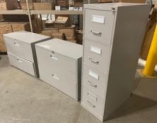 (2) 2-DRAWER LATERAL FILING CABINETS & (1) 4-DRAWER VERTICAL FILING CABINET