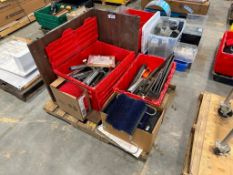 Pallet of Asst. (2) Totes, Boot Brushes, Shelves, Ogee Rollers, Buffer Pads, etc.