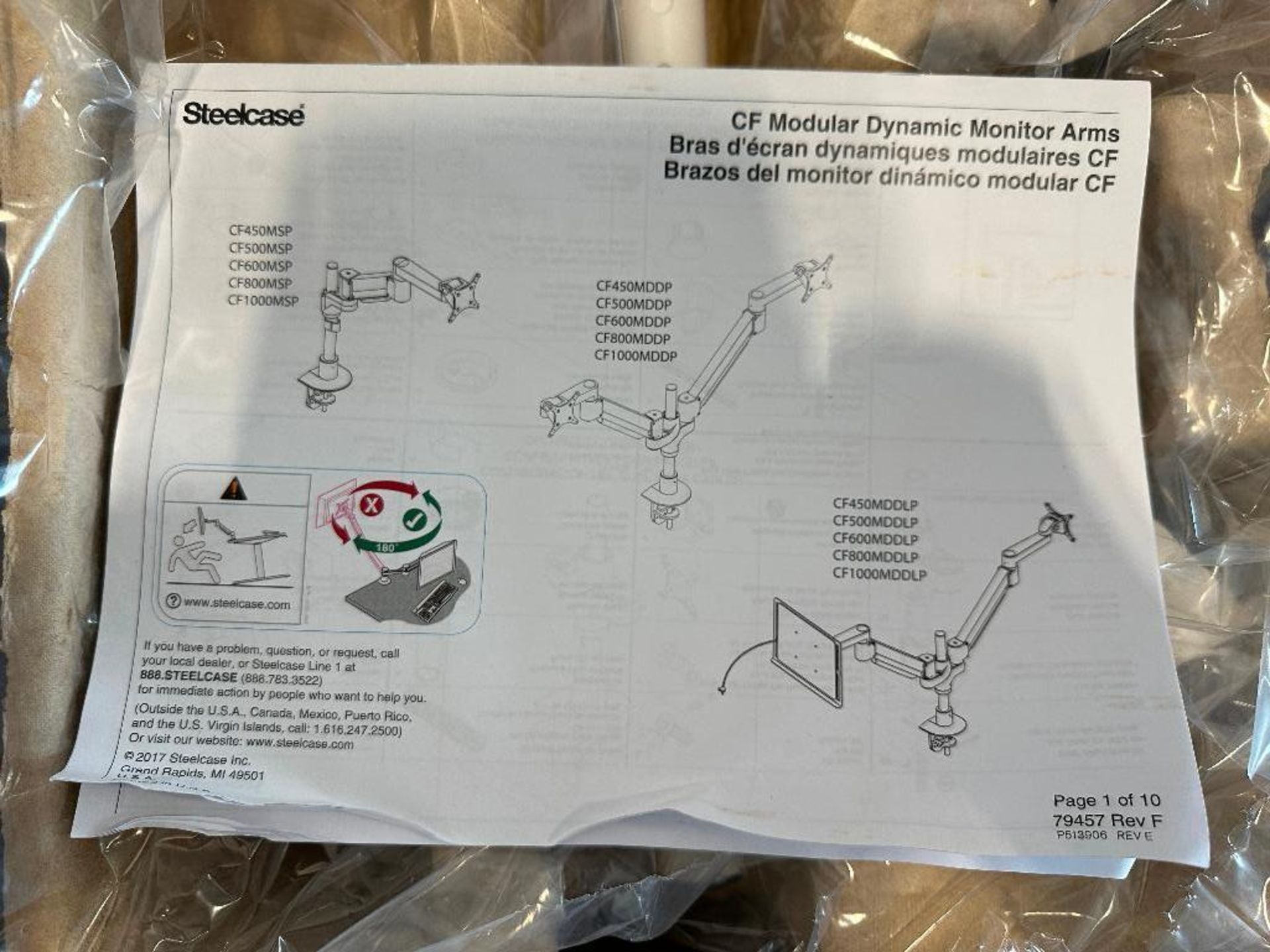 Steelcase CF600 Dual Dynamic Monitor Arm Assembly with Pole - Image 4 of 4