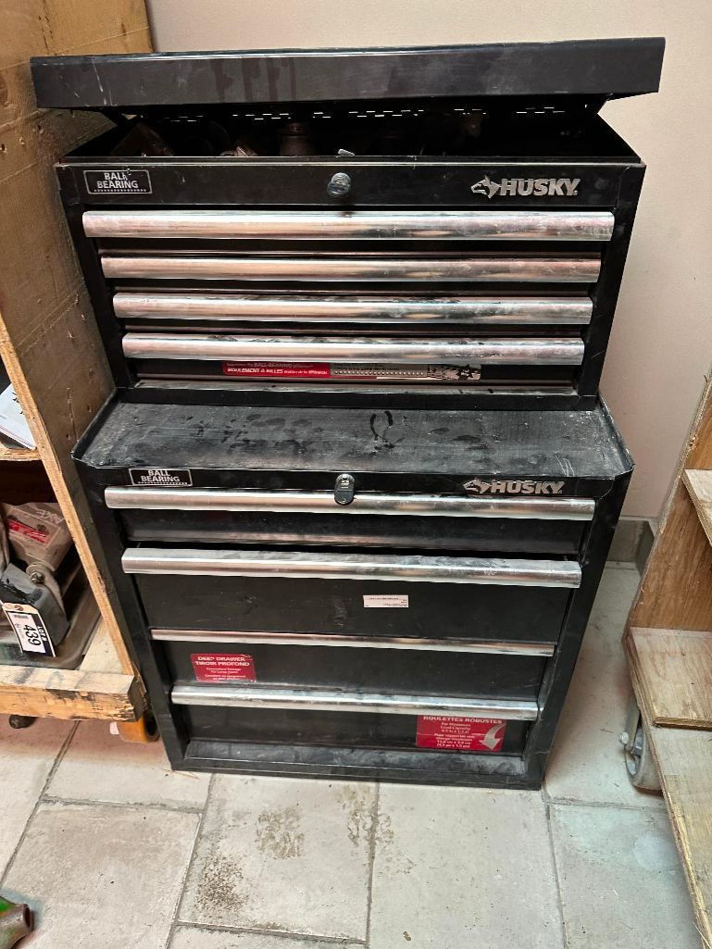 Lot of (1) Husky Upper 4-Drawer Tool Chest and (1) Husky Lower 4-Drawer Tool Chest - Image 2 of 5