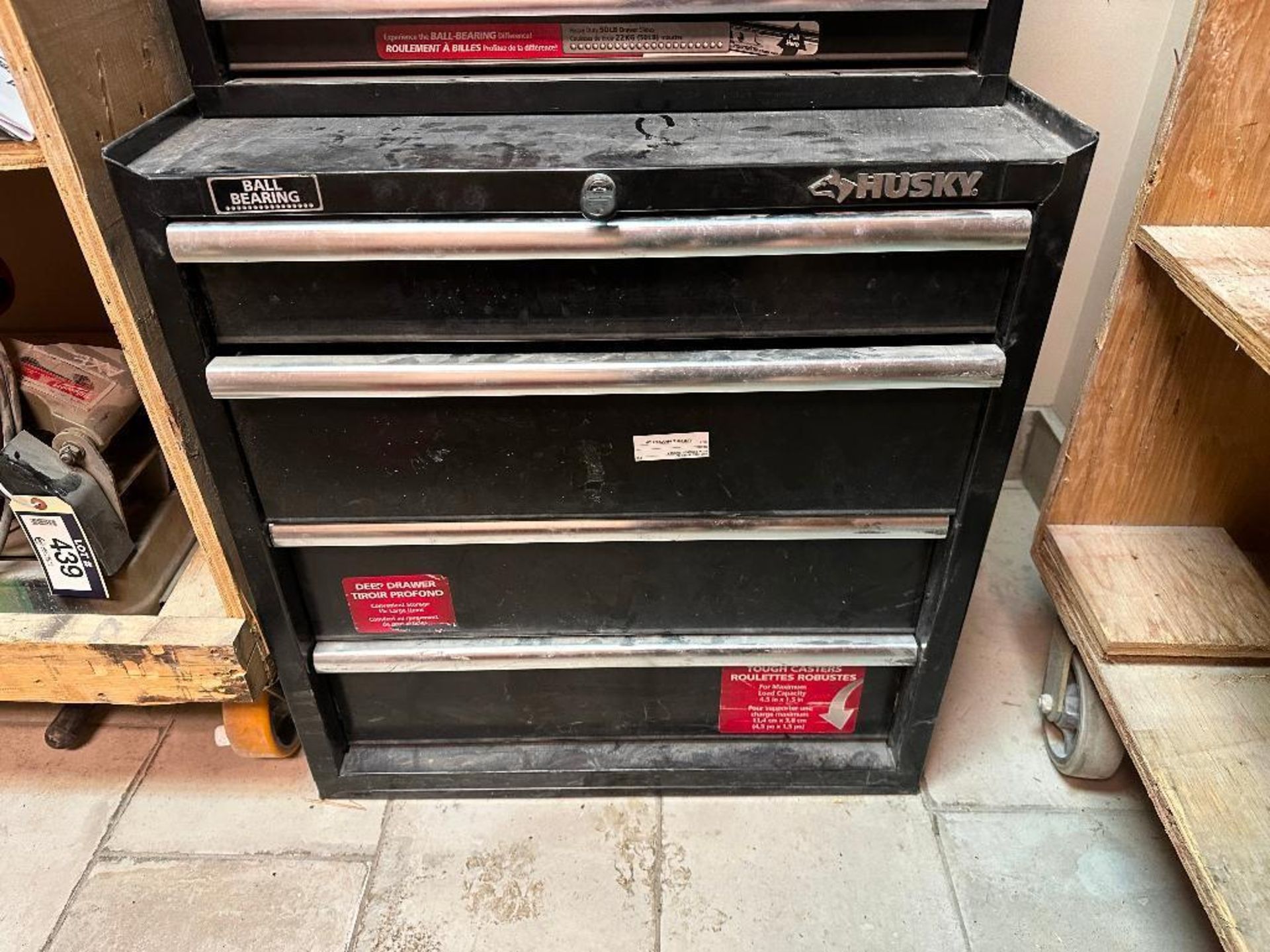 Lot of (1) Husky Upper 4-Drawer Tool Chest and (1) Husky Lower 4-Drawer Tool Chest - Image 3 of 5