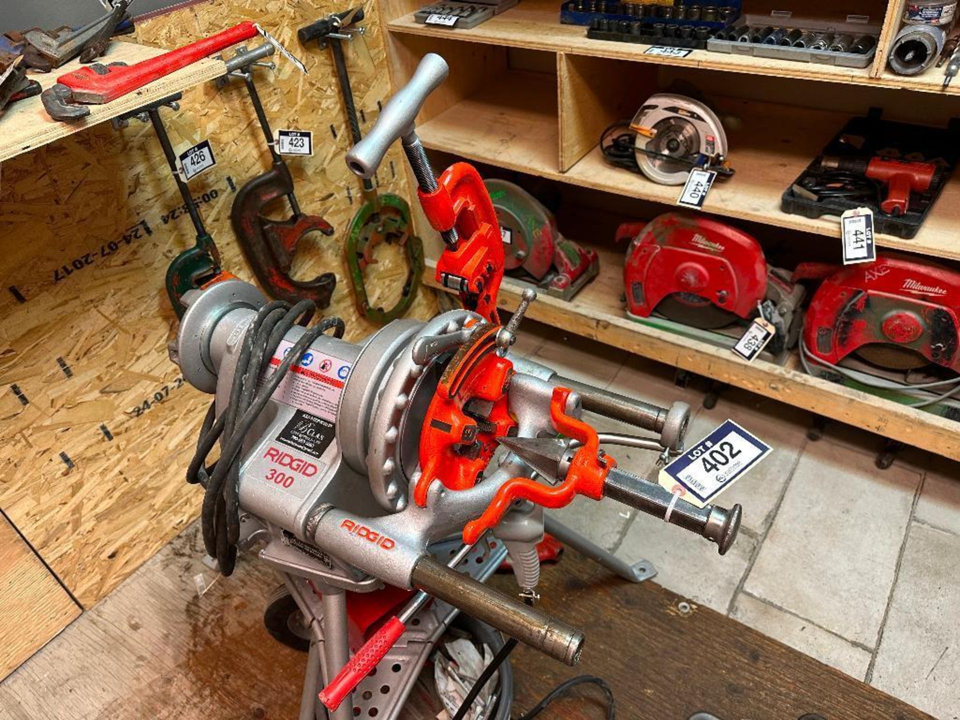 Ridgid 300 Threader w/ Reamer, (2) Dies, Cutter, Pedal, Hand Threader Dies, etc. - Image 4 of 8