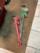 Lot of (1) Westward 36" Aluminum Pipe Wrench and (1) Westward 24" Steel Pipe Wrench
