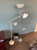 Lot of (2) Asst. Floor Lamps and (2) Asst. Garbage Cans