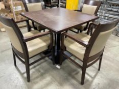 36" X 36" SINGLE PEDESTAL DINING TABLE WITH (4) ADRIA MICHELLE ARM CHAIRS