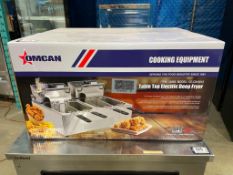 NEW DOUBLE TABLETOP ELECTRIC DEEP FRYER OMCAN 34868