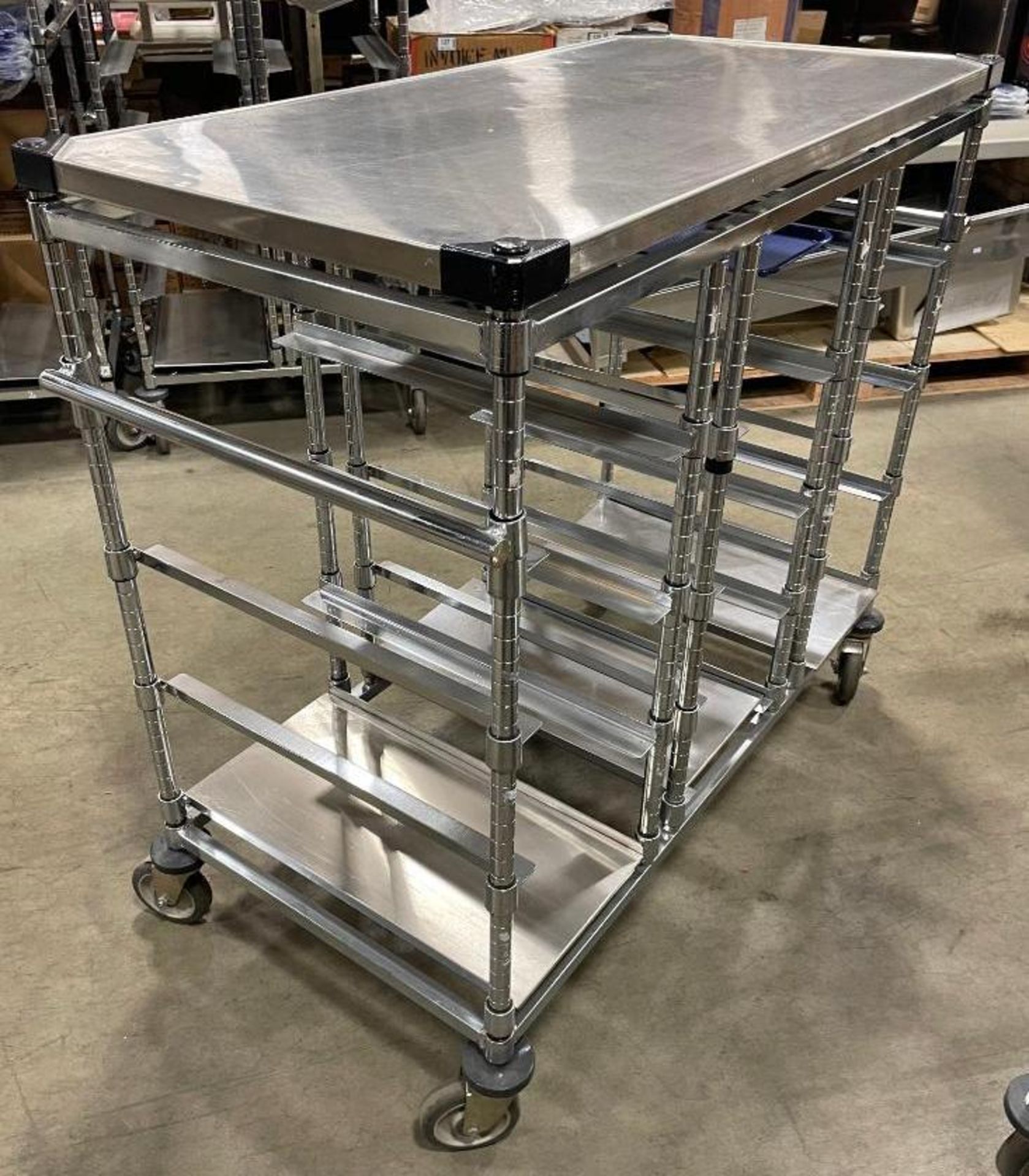 47" X 24" STAINLESS STEEL CART WITH 9-SLOT PAN HOLDER