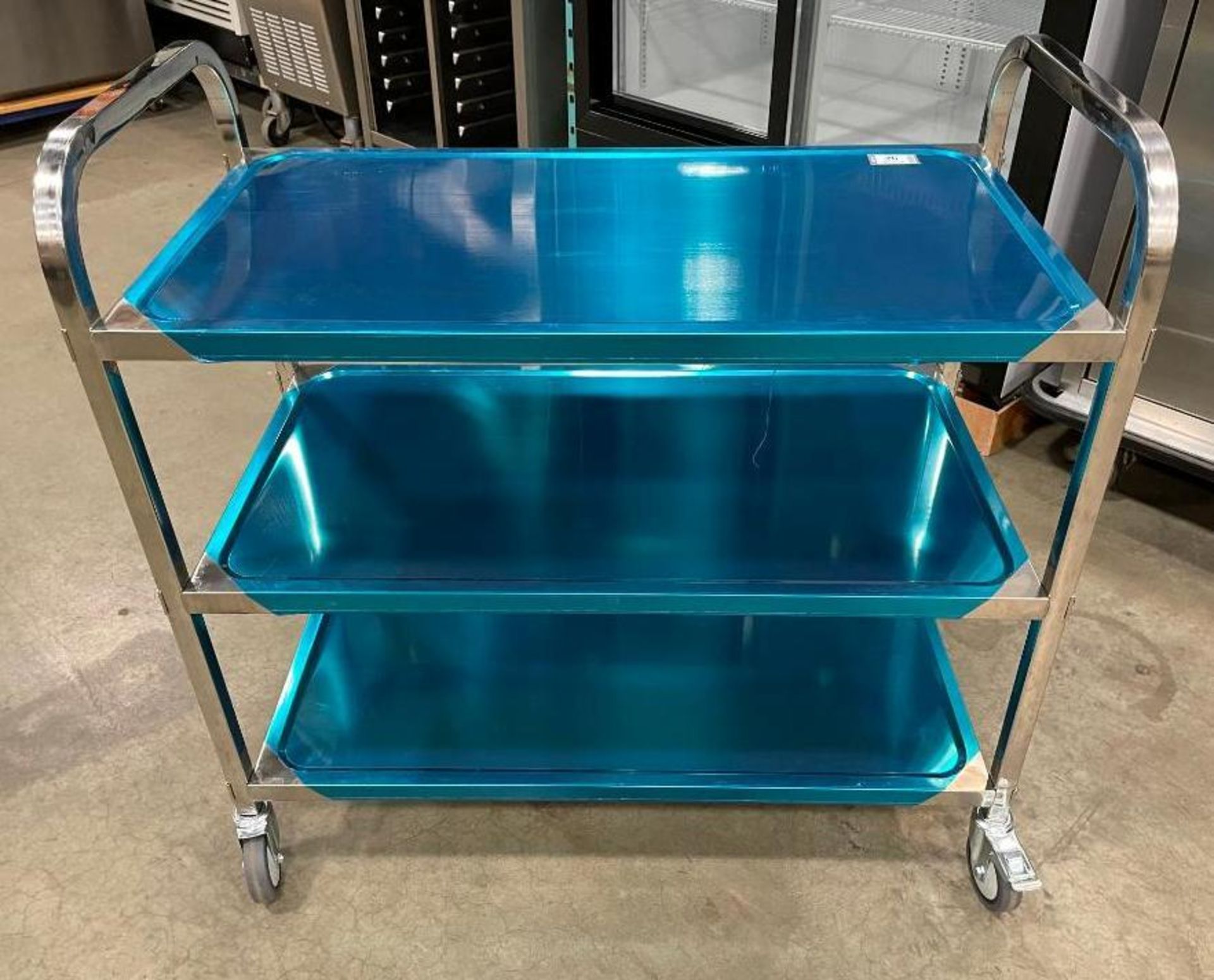 37" X 19" STAINLESS STEEL 3 TIER BUSSING CART - NEW - OMCAN 47151