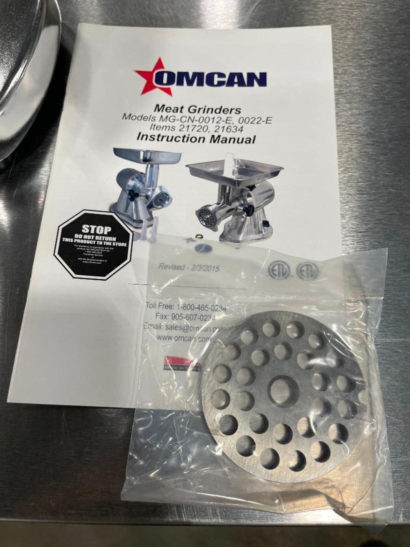 OMCAN 21720 #12 STAINLESS STEEL MEAT GRINDER 110V, 1HP - NEW - Image 5 of 12