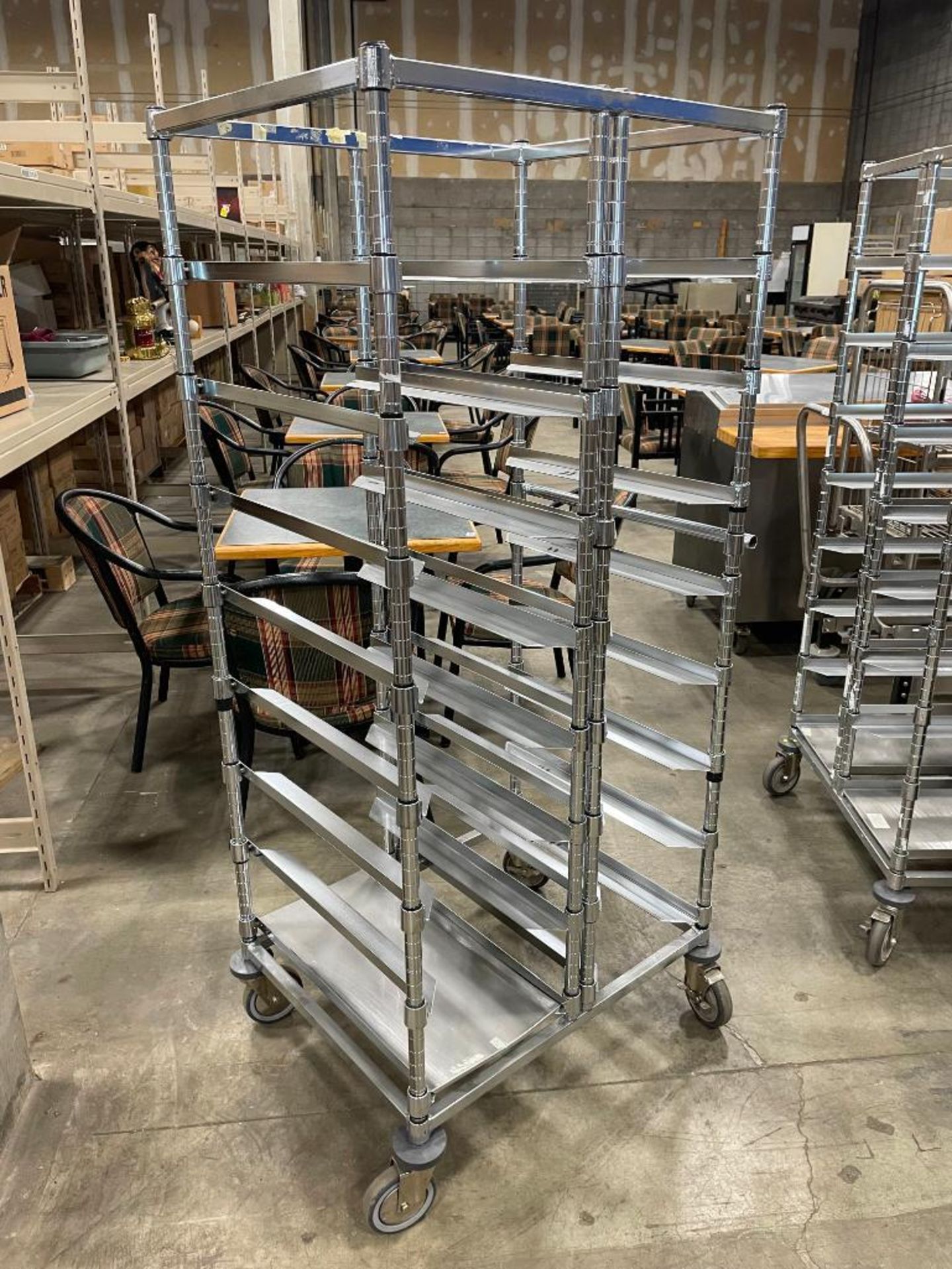 31" X 24" STAINLESS STEEL CART WITH 14-SLOT PAN HOLDER
