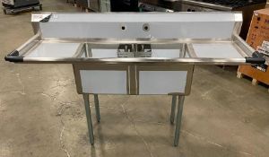 NEW DOUBLE WELL SINK WITH CENTER DRAINS & DUAL DRAINBOARDS - OMCAN 25252