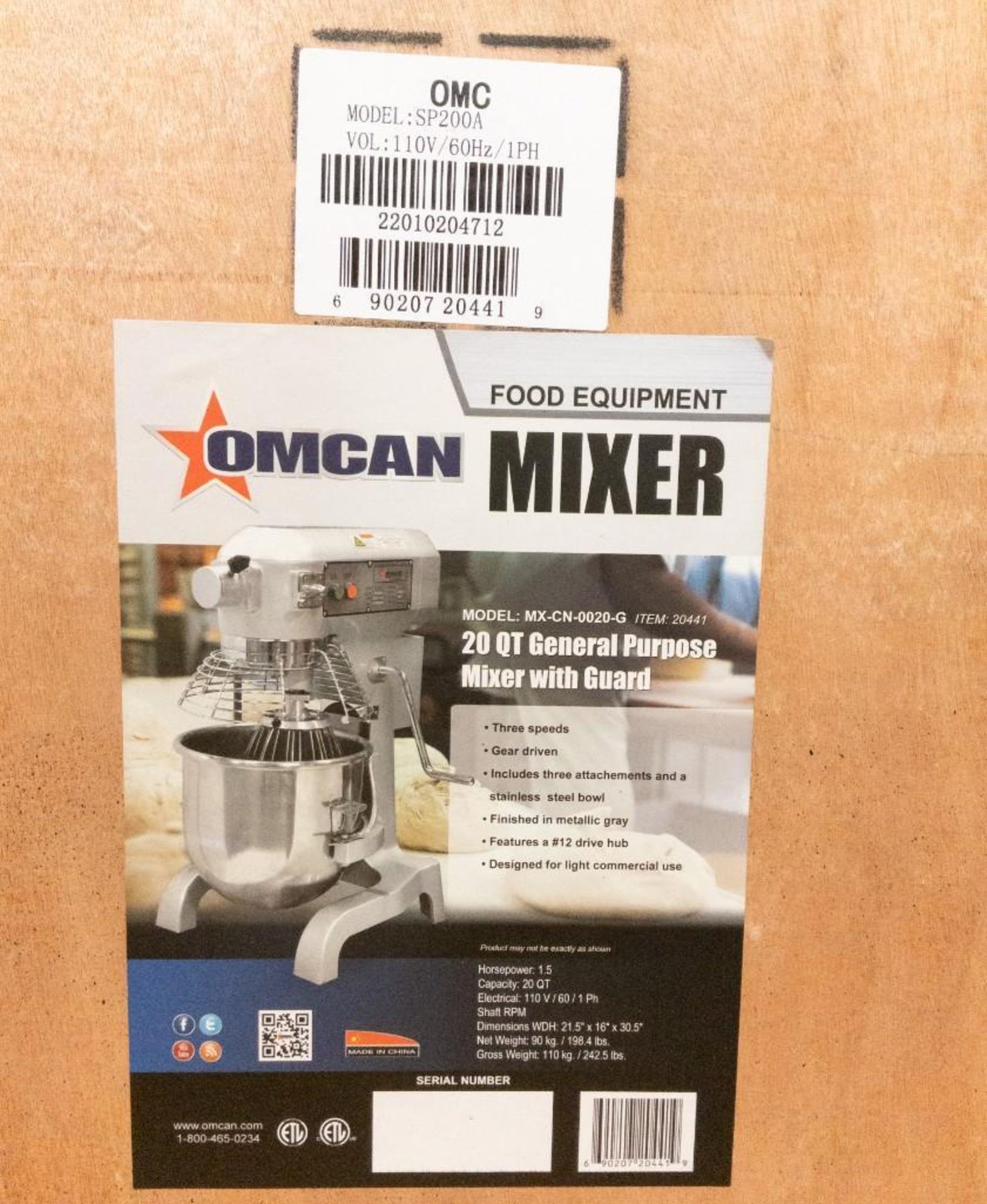 NEW OMCAN 20 QT GENERAL PURPOSE STAND MIXER - Image 11 of 11