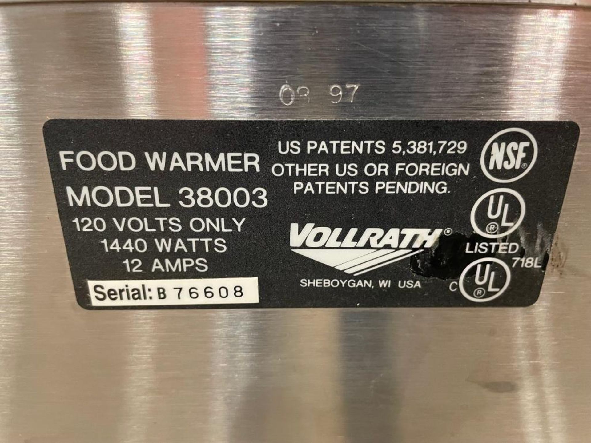 VOLLRATH 38003 3-WELL SERVEWELL STAINLESS STEEL STEAM TABLE - Image 11 of 17