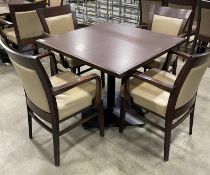 36" X 36" SINGLE PEDESTAL DINING TABLE WITH (4) ADRIA MICHELLE ARM CHAIRS