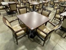 36" X 36" SINGLE PEDESTAL DINING TABLE WITH (4) ADRIA MICHELLE ARM CHAIRS