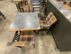 (1) SET OF 36" X 36" DINING TABLE WITH (3) ARM CHAIRS