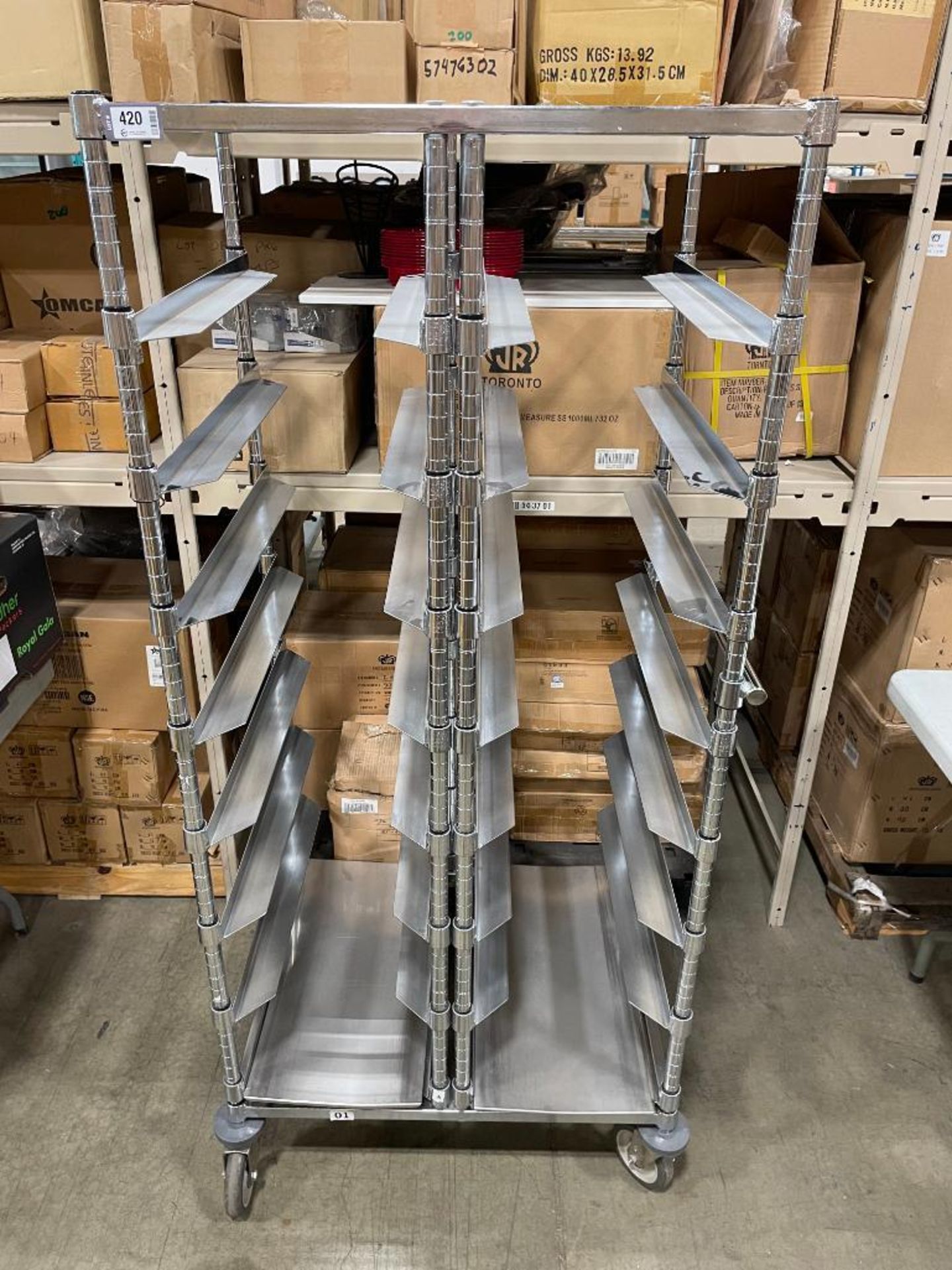 31" X 24" STAINLESS STEEL CART WITH 16-SLOT PAN HOLDER