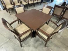 36" X 36" SINGLE PEDESTAL DINING TABLE WITH (4) ADRIA MICHELLE ARM CHAIRS