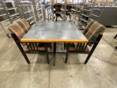 (1) SET OF 36" X 36" DINING TABLE WITH (4) ARM CHAIRS