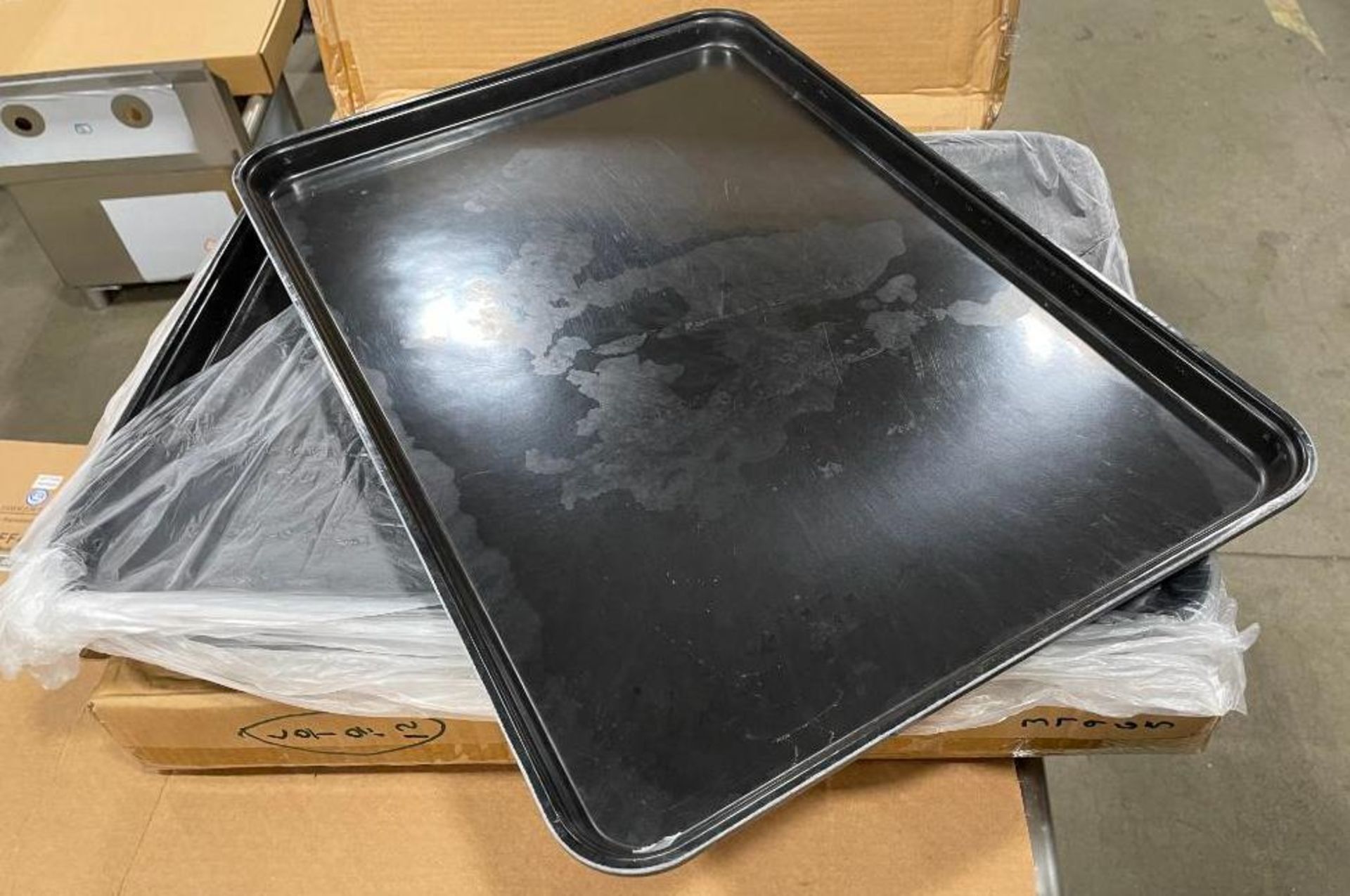 OMCAN 25.5” X 17.25” BLACK FIBERGLASS MARKET TRAY, LOT OF 12, NEW