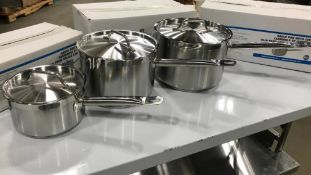 6QT, 4.5QT & 2QT HEAVY DUTY STAINLESS SAUCE PAN SET INDUCTION CAPABLE - NEW