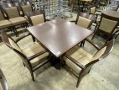 36" X 36" SINGLE PEDESTAL DINING TABLE WITH (4) ADRIA MICHELLE ARM CHAIRS