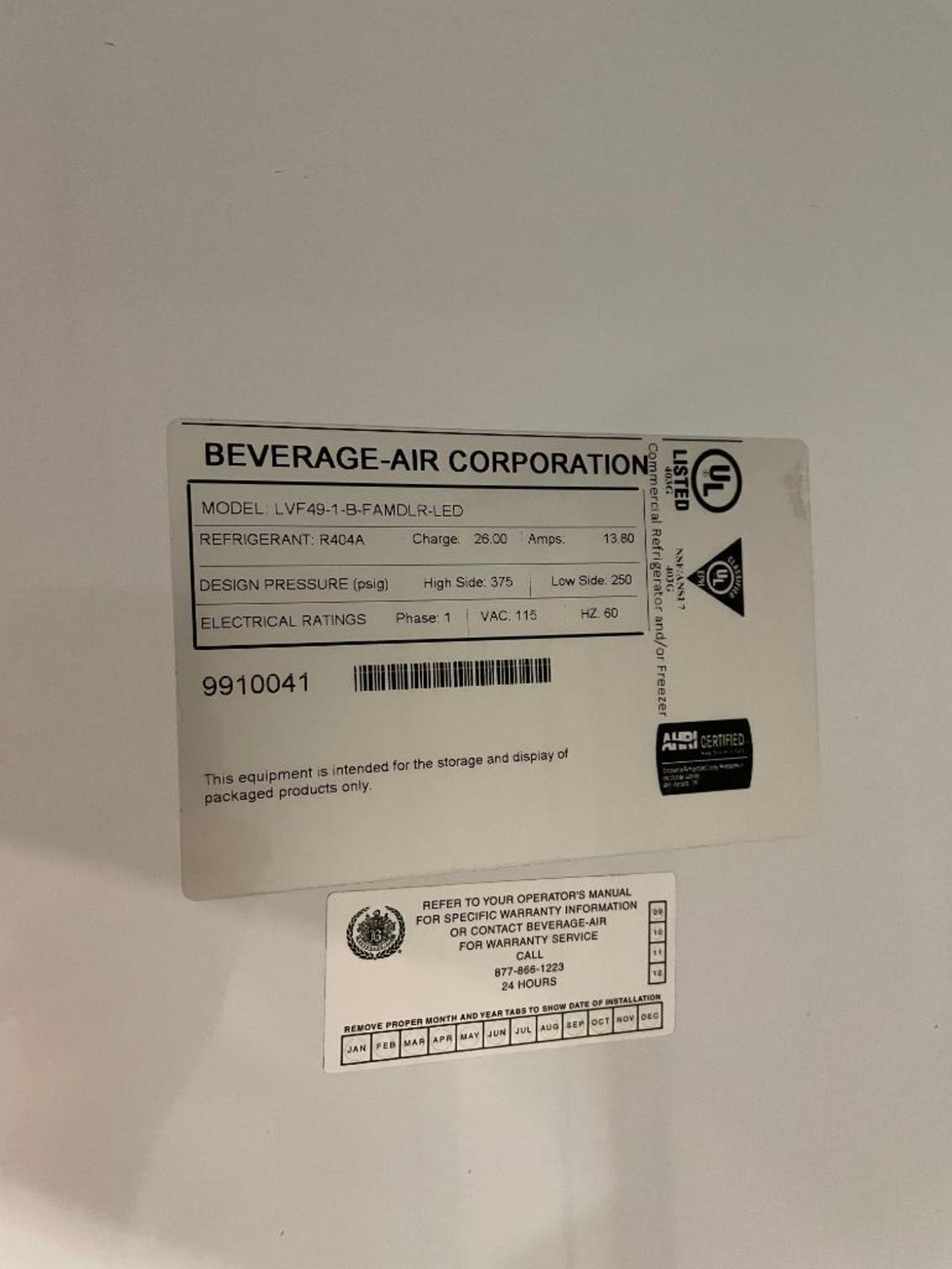 BEVERAGE AIR DOUBLE GLASS DOOR FREEZER - Image 4 of 17