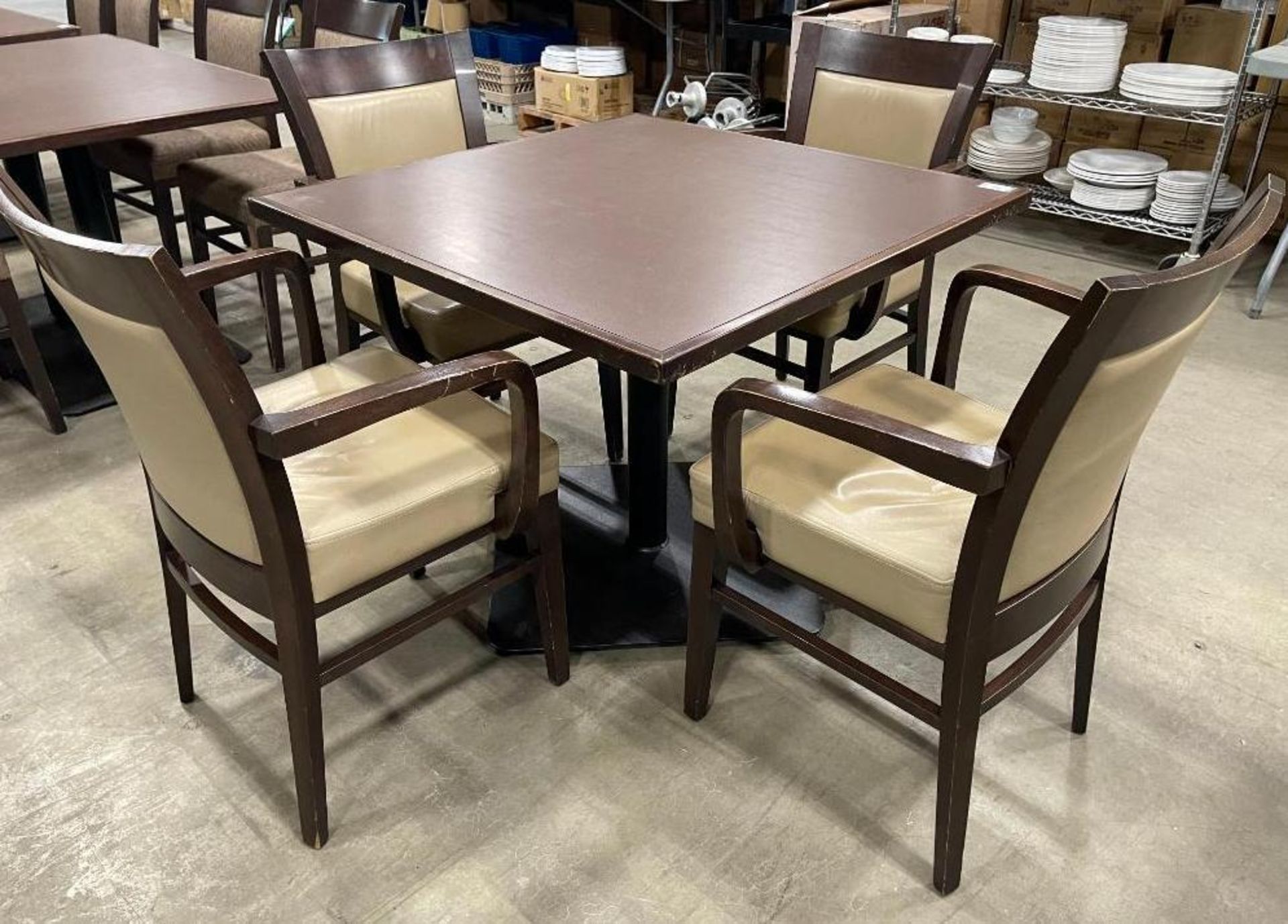 36" X 36" SINGLE PEDESTAL DINING TABLE WITH (4) ADRIA MICHELLE ARM CHAIRS - Image 5 of 5