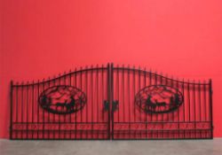New Greatbear 20' Bi-Parting Wrought Iron Gate with Deer Design