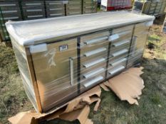New 7' Steelman Stainless Steel Top 10-Drawer & 2-Cabinet Workbench