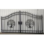 New Greatbear 14' Bi-Parting Wrought Iron Gate with Tree Design