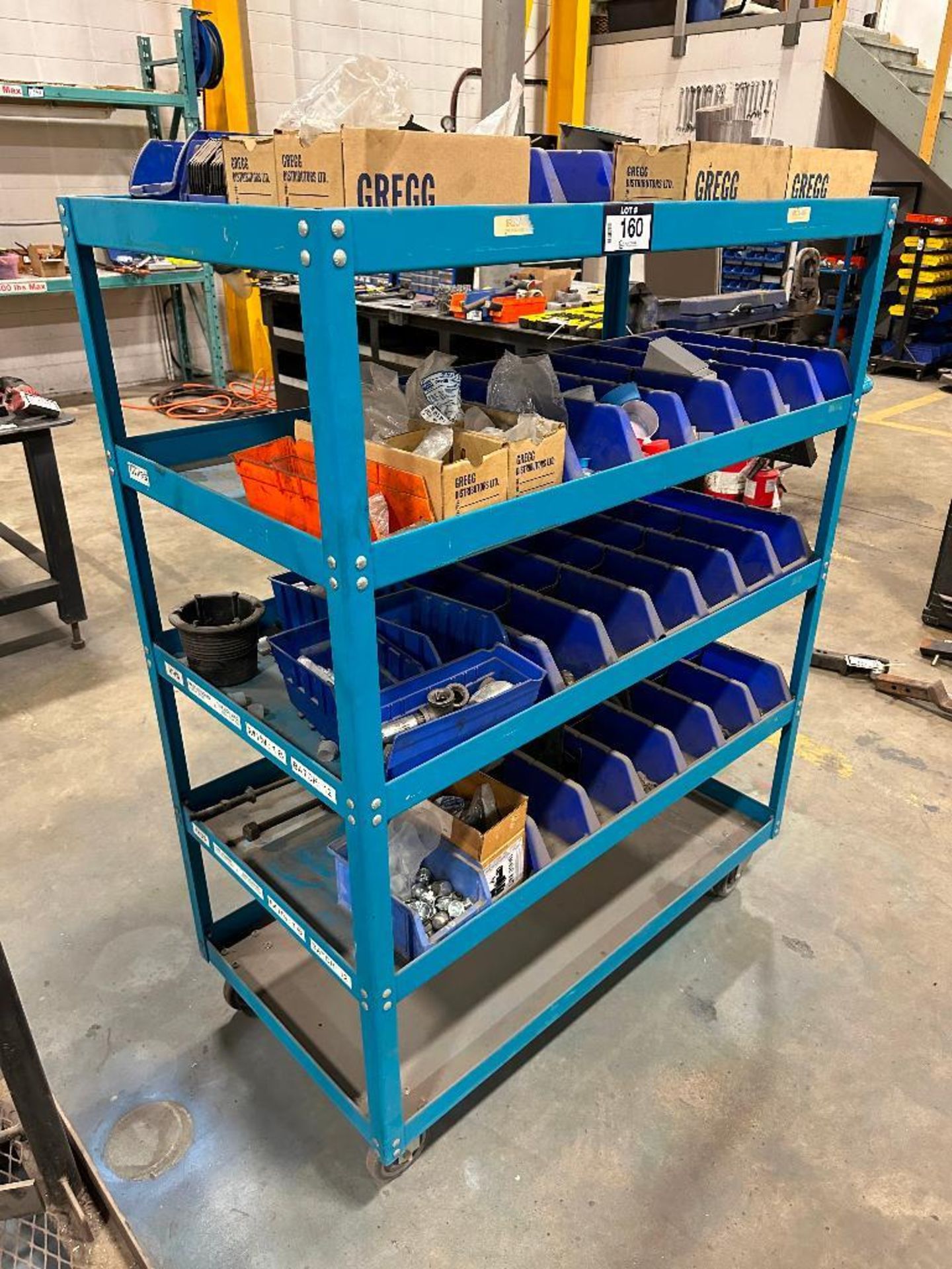 48" X 24" X 61" Mobile 5-Tier Shelf w/ Contents Including Parts Bins, Fittings, etc. - Image 11 of 15