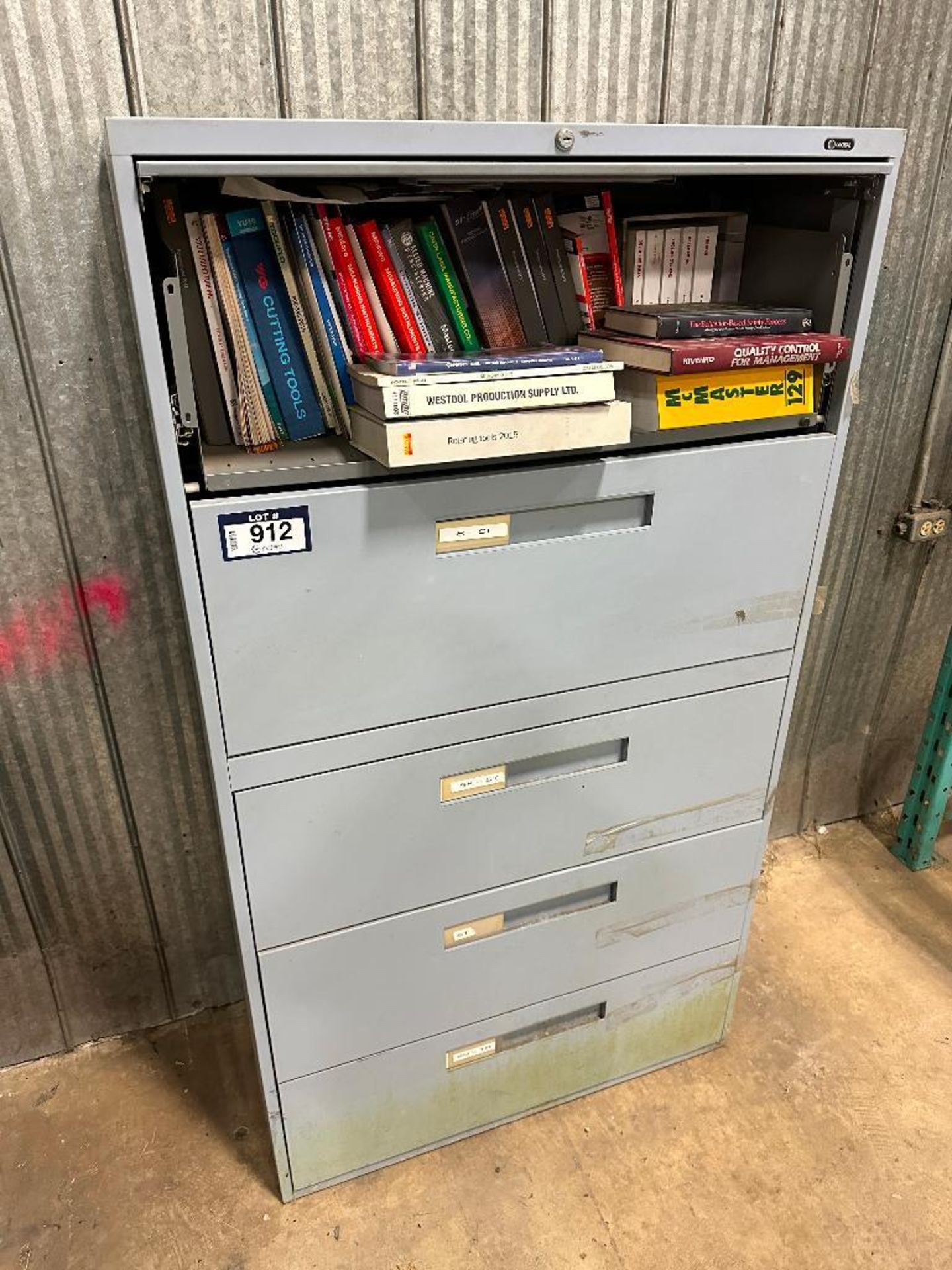 4-Drawer Lateral Filing Cabinet w/ Asst. Tool Catalogues, Manuals, etc.