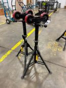 Lot of (2) Sumner Fold-A-Jack 2,500lb. Roller Head Pipe Stands