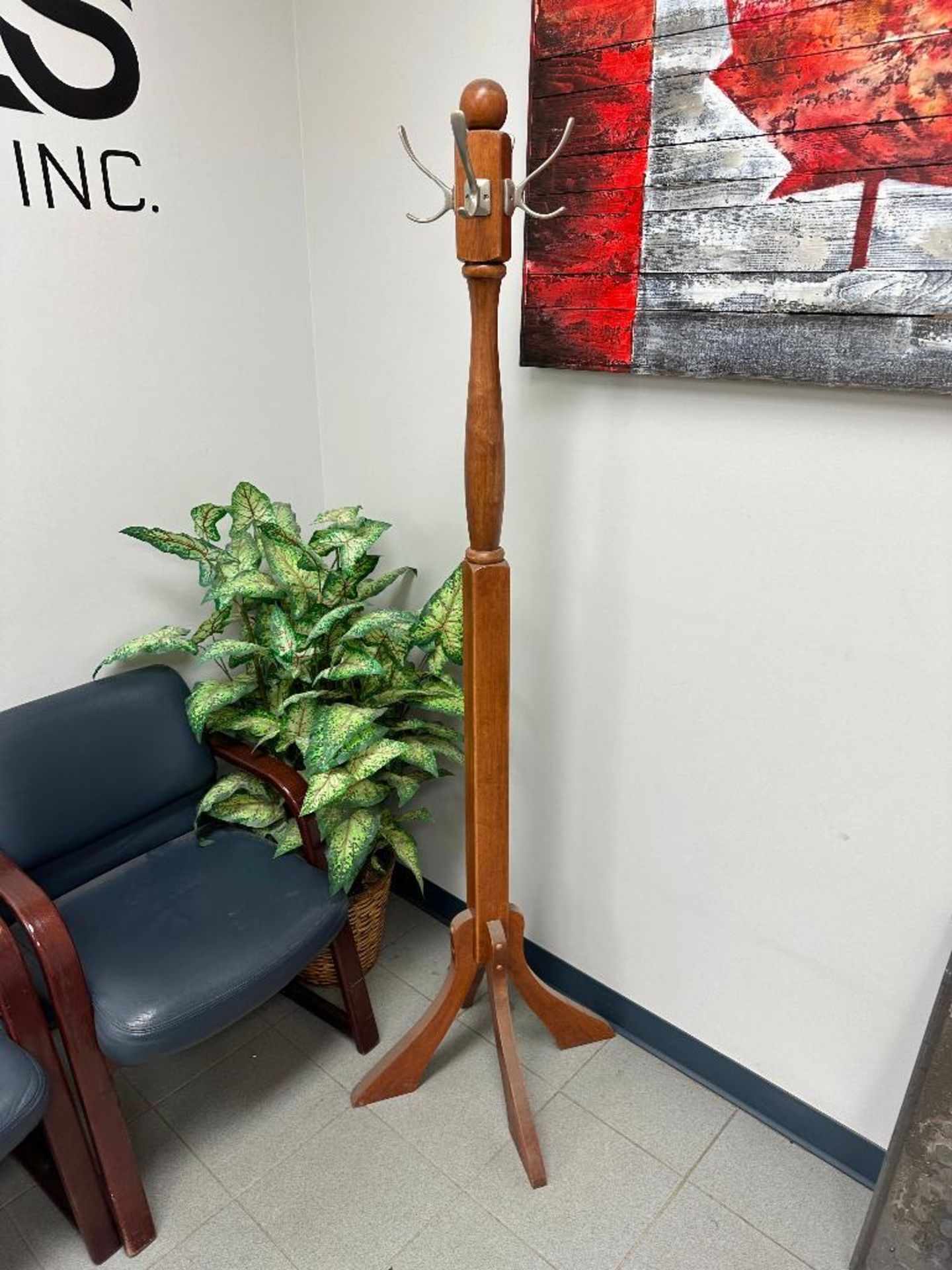 Lot of (3) Side Chairs, (1) Fake Plant, and (1) Coat Rack - Image 5 of 5