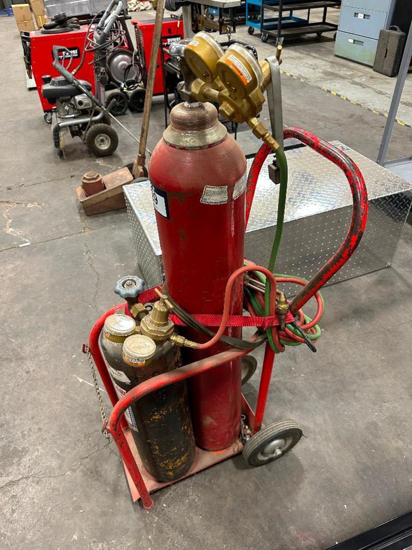 Oxy/ Acetylene Cart w/ Torch, Gauges, Striker, etc. - Image 3 of 7