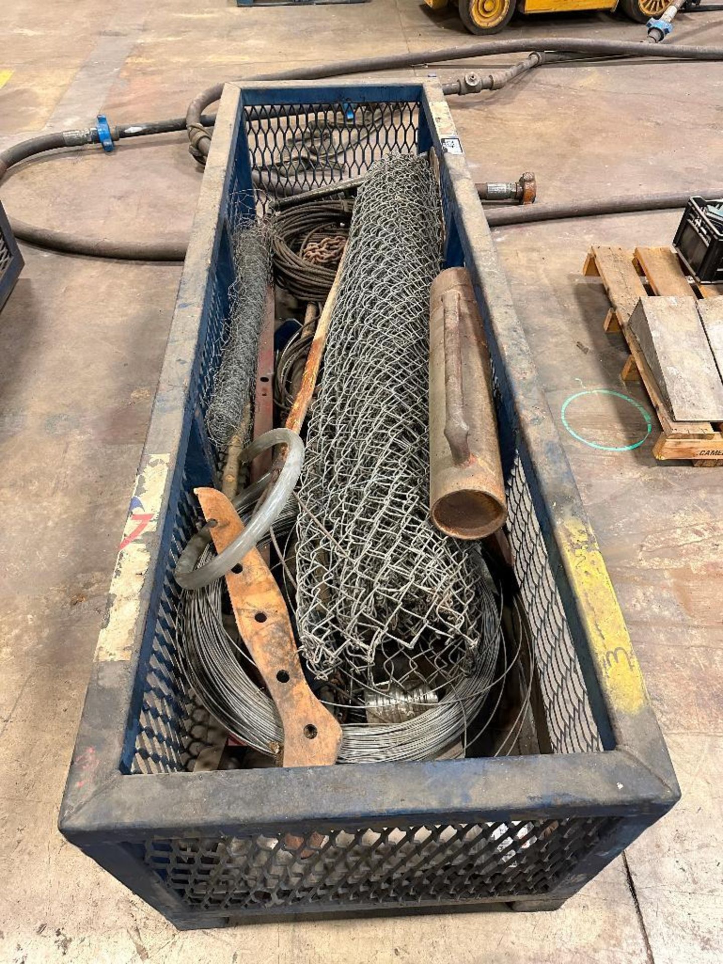 40” X 96” Steel Bin w/ Contents including Asst. Cable, Chainlink Fence, Post Pounder, etc. - Image 2 of 5