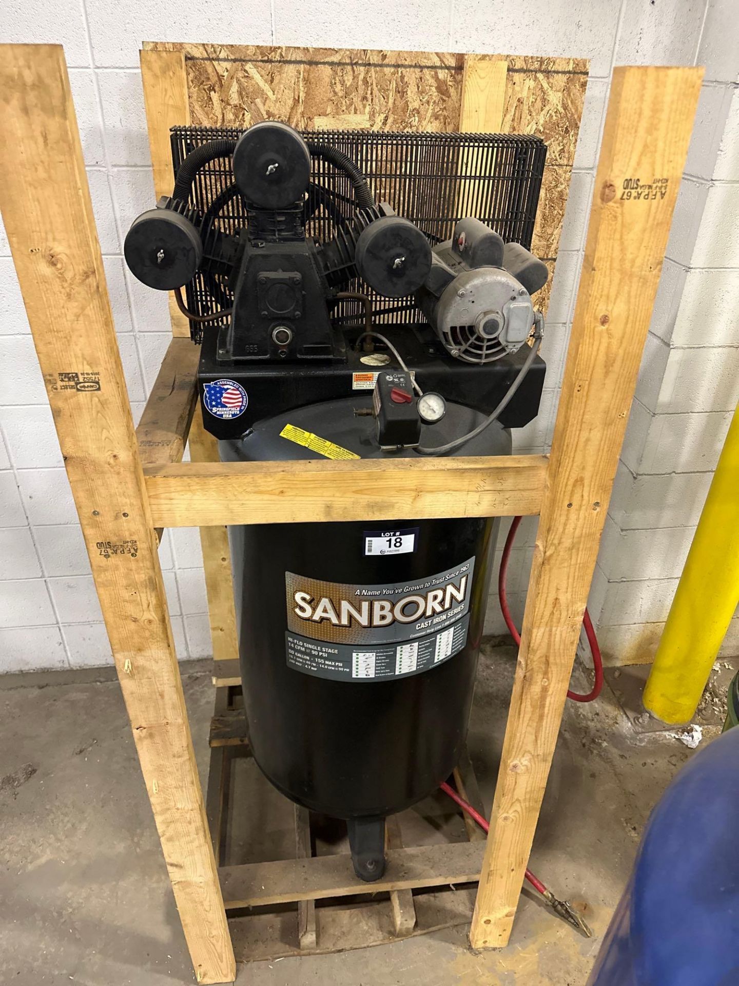 Sanborn Vertical Compressor 80Gal. 240V, 5HP - Image 2 of 4