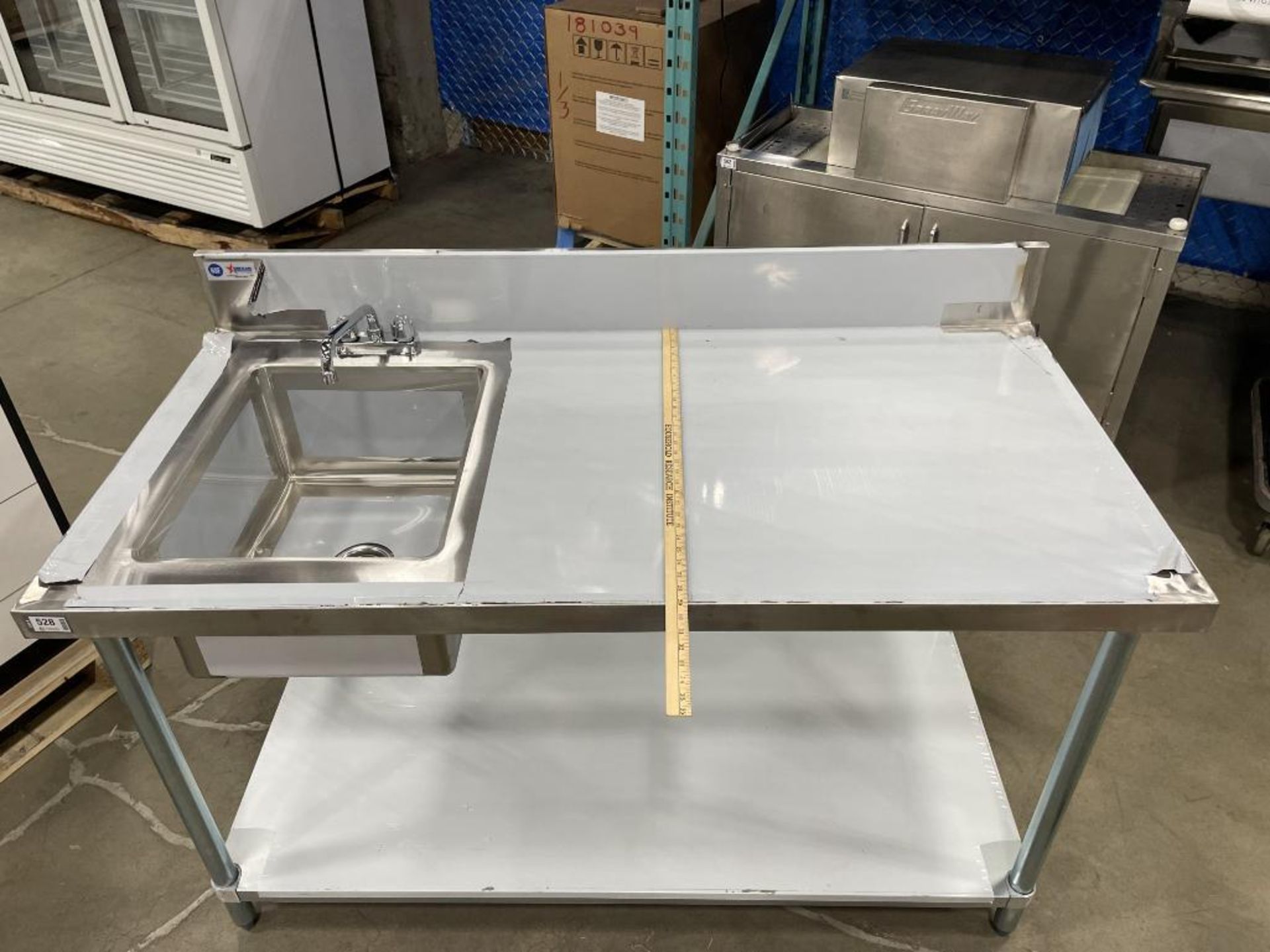 30″ X 60″ STAINLESS STEEL TABLE WITH LEFT SINK & 6″ BACKSPLASH, OMCAN 43241 - Image 3 of 12