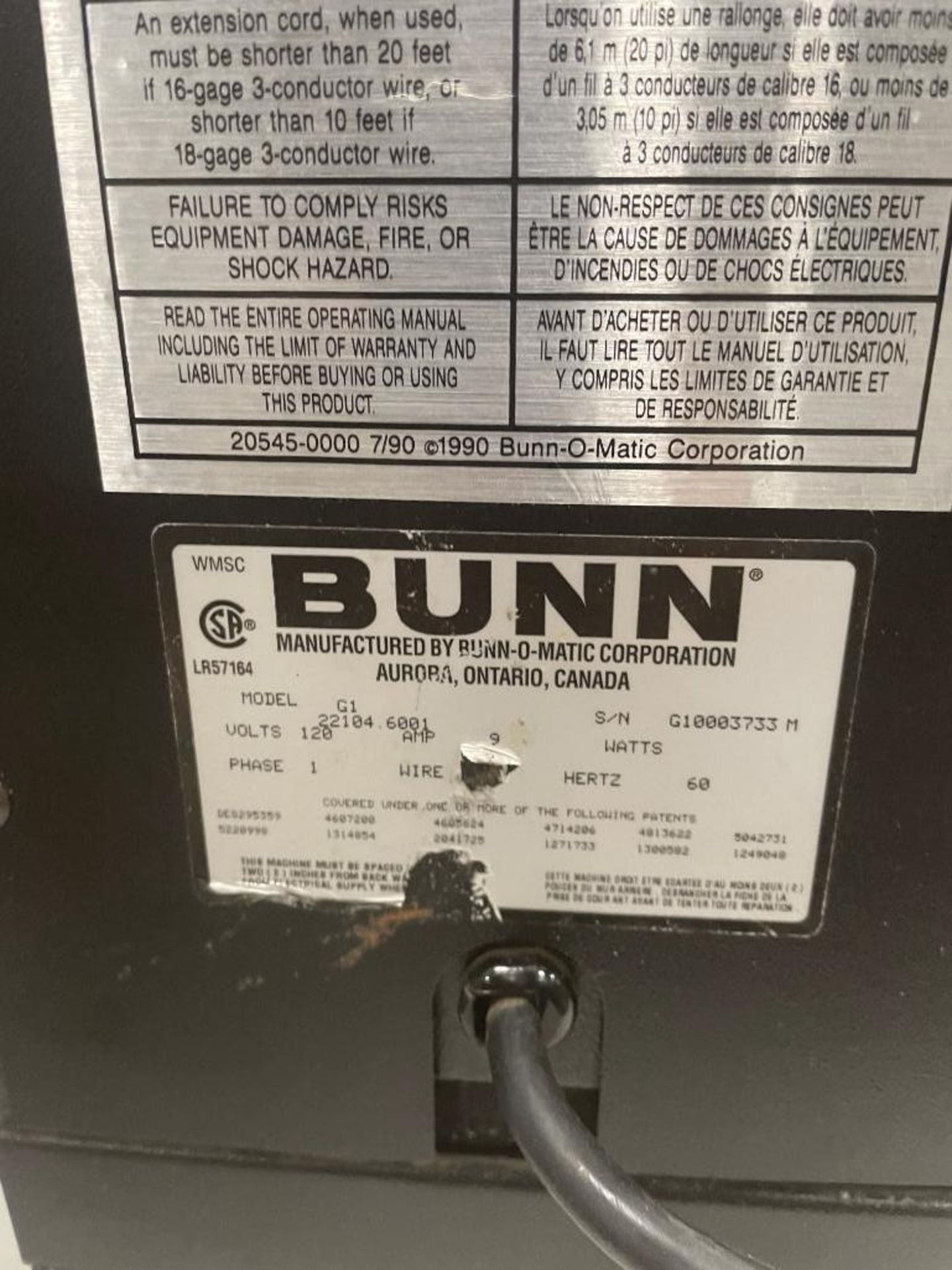 BUNN G1 COFFEE GRINDER - Image 8 of 11