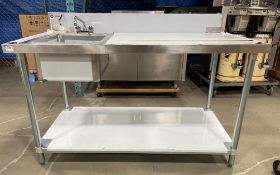 30″ X 60″ STAINLESS STEEL TABLE WITH LEFT SINK & 6″ BACKSPLASH, OMCAN 43241