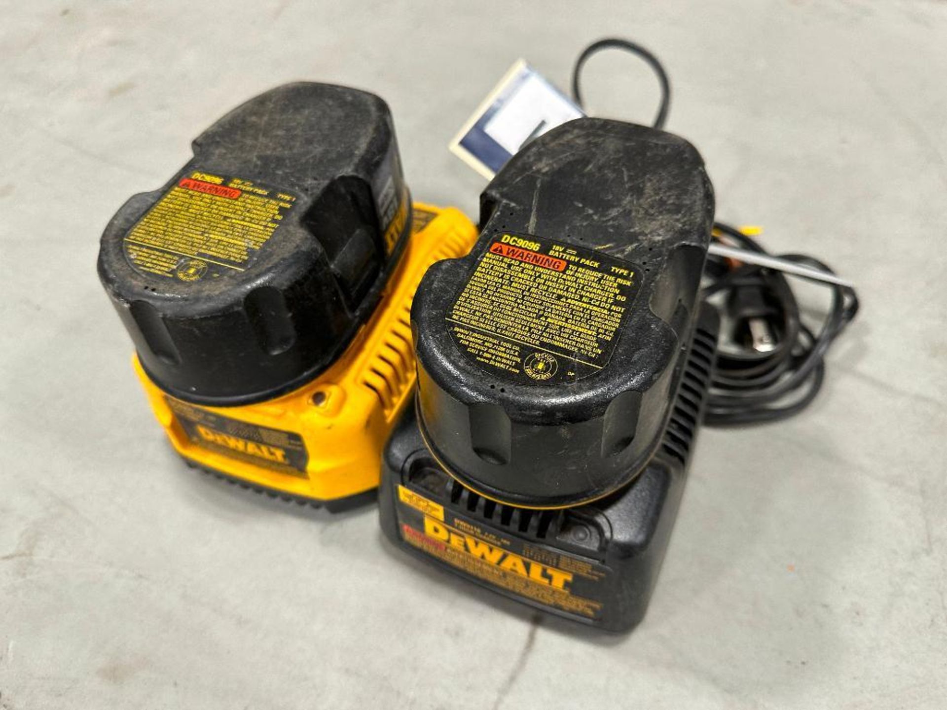 Lot of (2) DeWalt 18V Batteries and (2) Battery Chargers