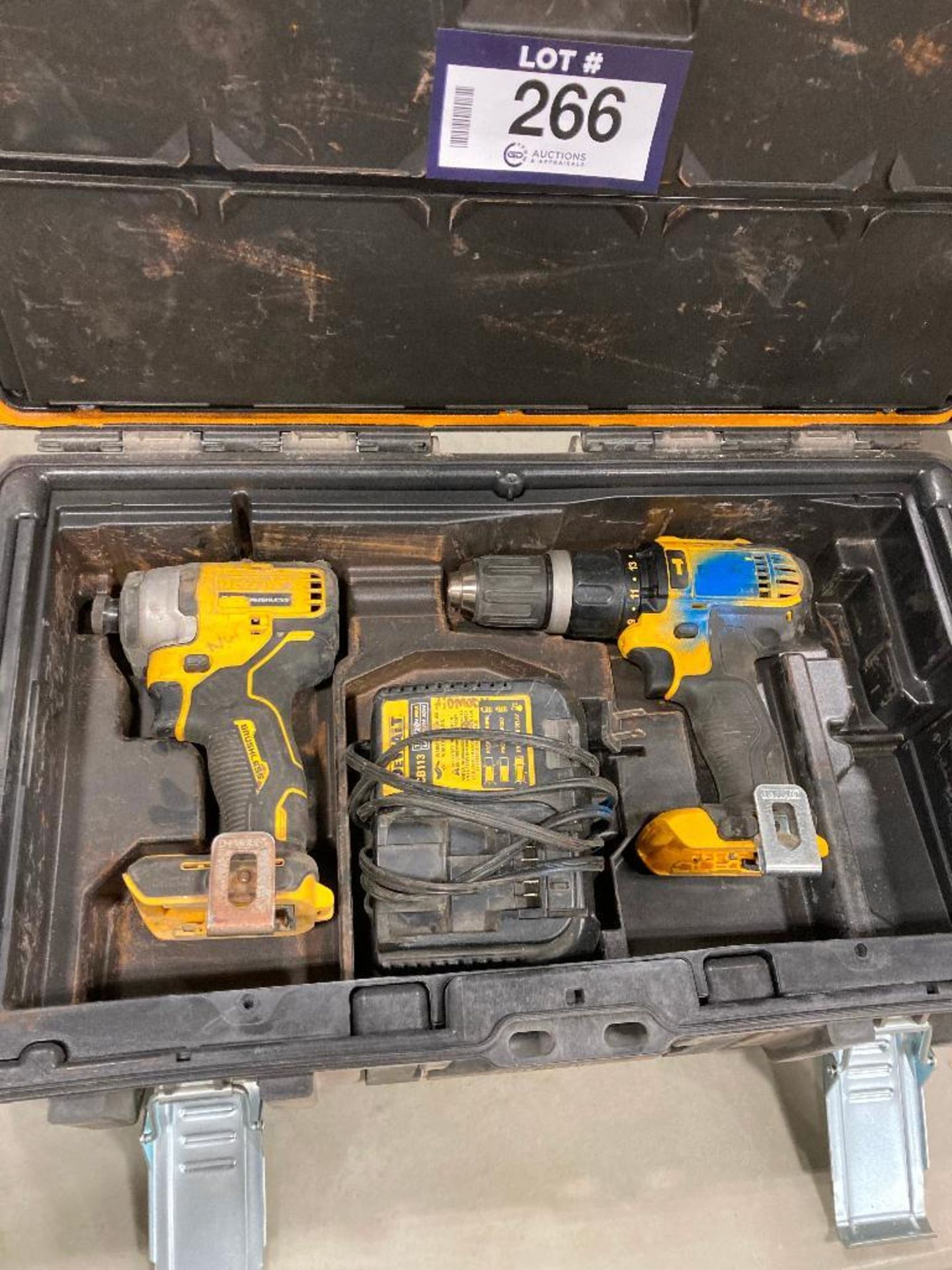 DeWalt Toolbox Including: (1) 1/2" Hammer Drill, (1) 1/4" Impact Drill and (1) Battery Charger - Image 2 of 7