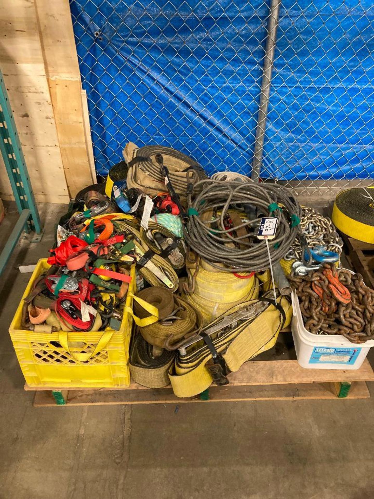 Pallet of Asst. Straps, Chains, Cables, etc.