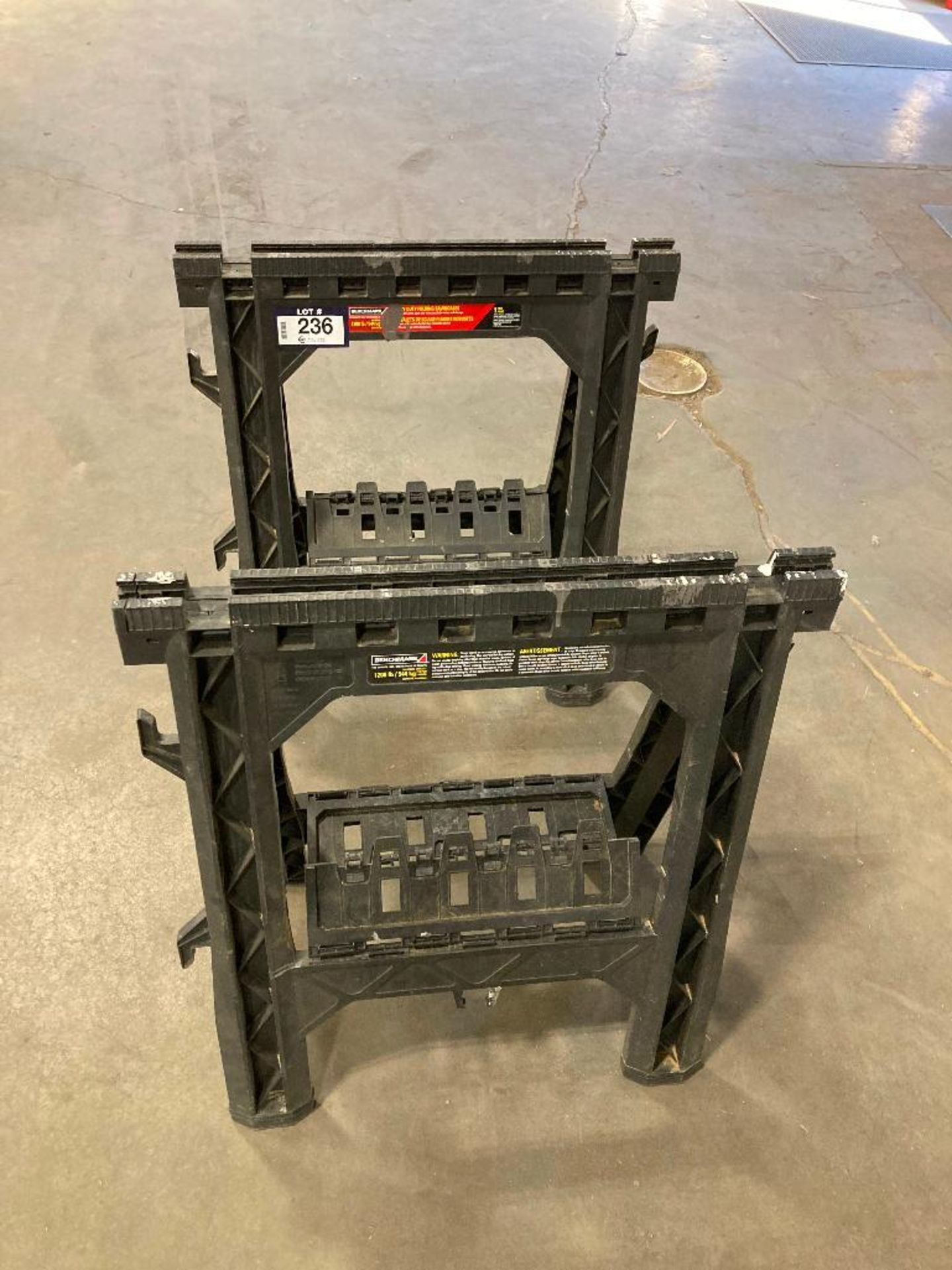 Lot of (2) Benchmark Heavy Duty Folding Sawhorses, 1200 lbs Capacity - Image 2 of 6