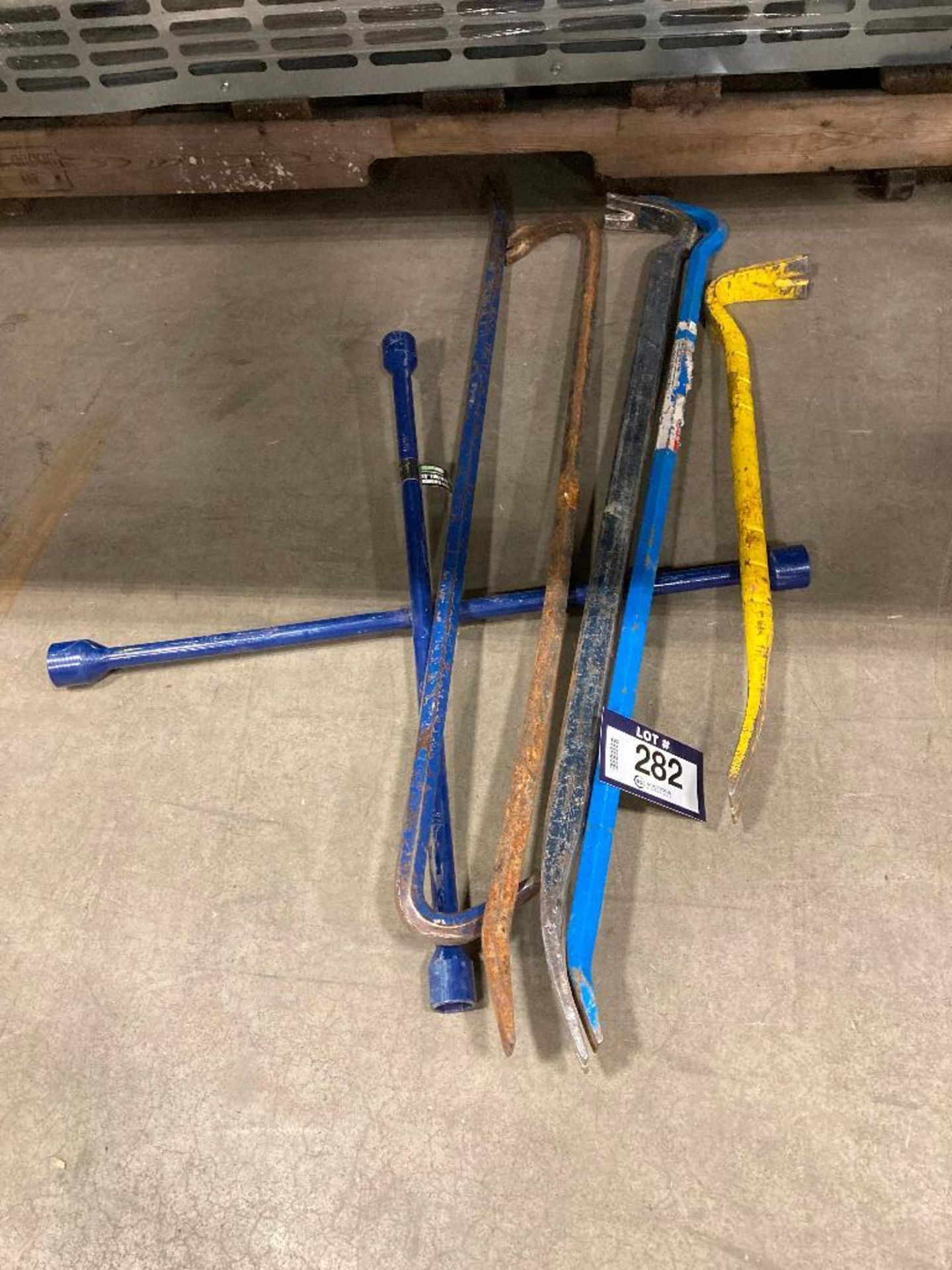 Lot of (4) Asst. Crowbars & (1) Lug Wrench