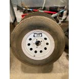 Lot of (2) Asst. Tires and Asst. Wire Brushes, Snow Brushes, Chock Blocks, Road Flares, etc