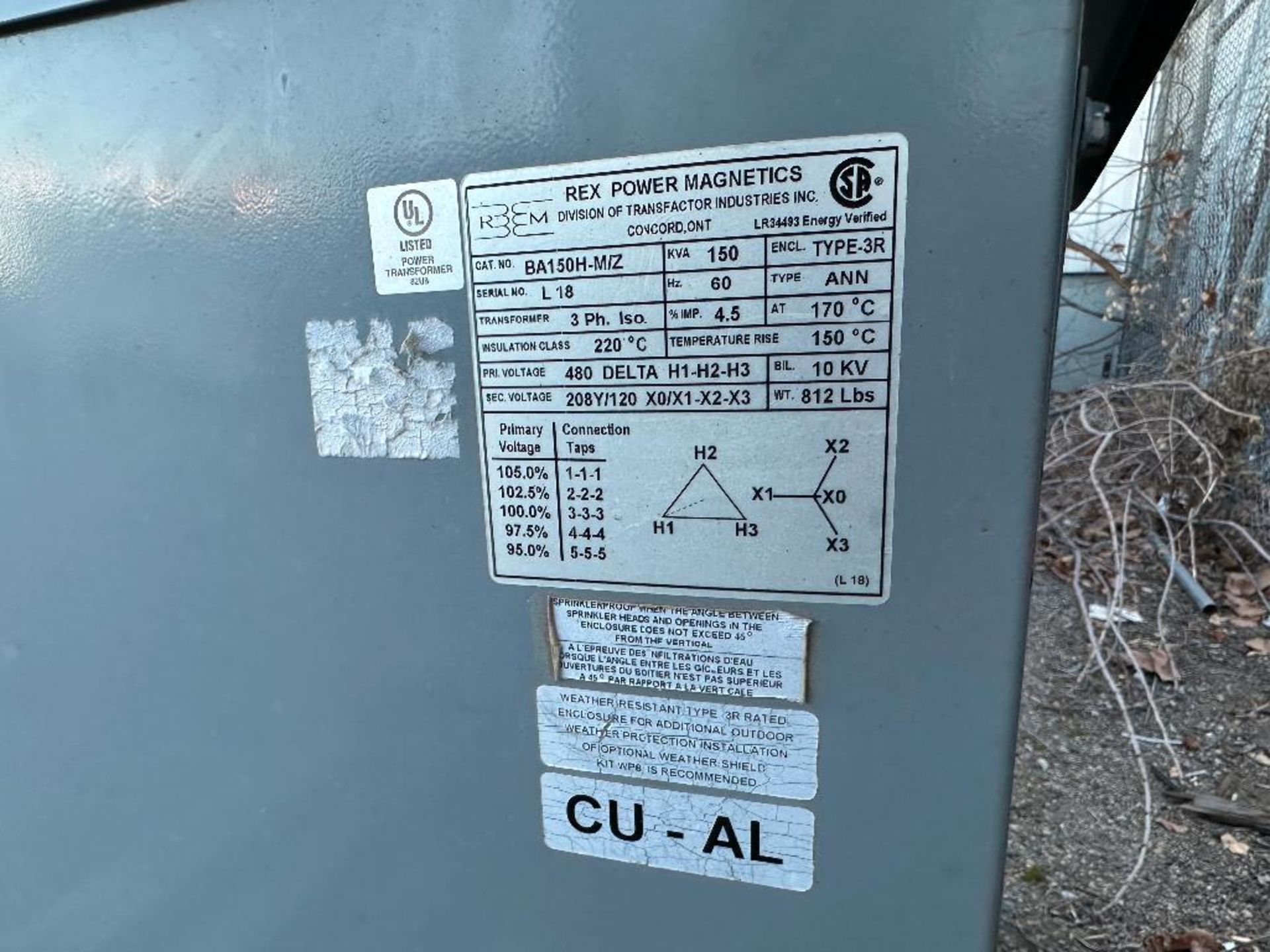 Rex Power Magnetics BA150H-M/Z 3-Phase Isolation Transformer - Image 5 of 5