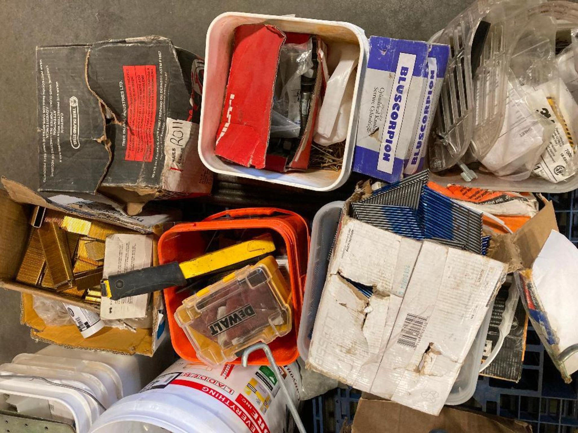 Pallet of Asst. Staples, Stapler, Caulking Guns, Nails, Screws, etc. - Image 7 of 7