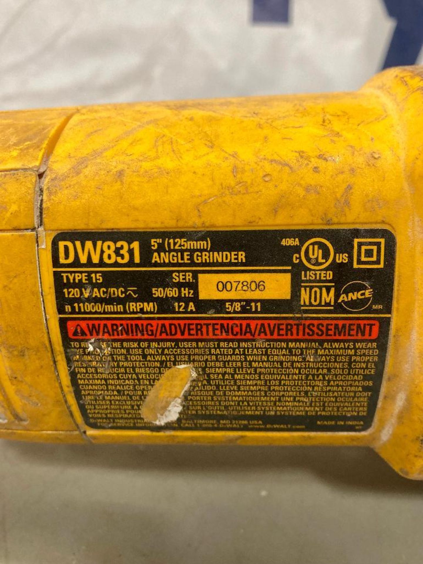 Lot of (2) DeWalt DW831 5" Angle Grinders - Image 5 of 5